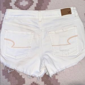 American Eagle Hi-Rise Festival white jean shorts